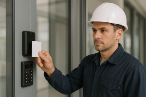 Sistema de control de acceso en empresa moderna y segura