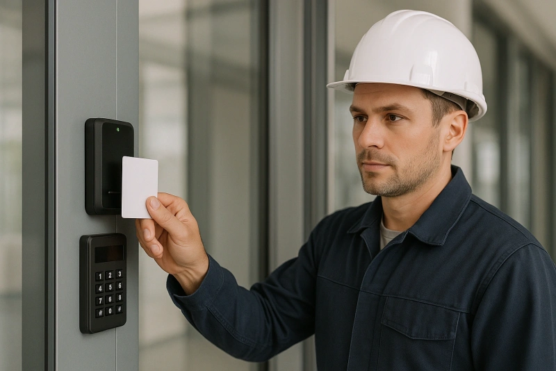 Sistema de control de acceso en empresa moderna y segura