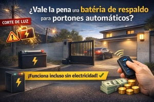 Portón automático con batería de respaldo en uso diario