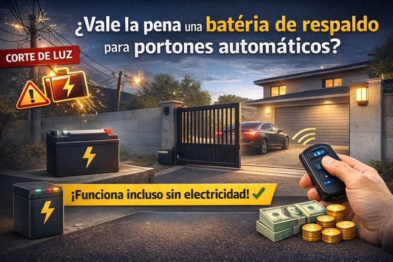 Portón automático con batería de respaldo en uso diario