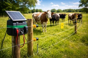 Cerco eléctrico para ganado y sus componentes principales